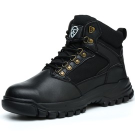 PJZHJ Steel Toe Boots for Men Lightweight Work Safety Shoes Slip Resistant Industrial Construction Boots 479/Black/40