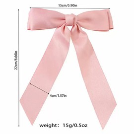 TSUOUKL 2 Stück seidige Satin-Haarschleifen, Haarspange, rosa-cremefarben Haarband, Pferdeschwanzhalter, Metallklammern, Haarschleife für Damen