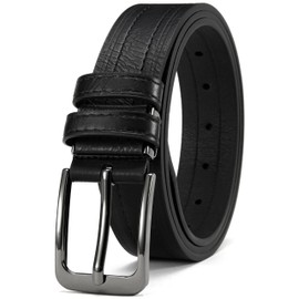 DOOPAI Mens Belt -Leather Dress Belt，Black belt Casual Wear Jeans Classic belt 1.25", Adjustable Trim to Fit Everywhere