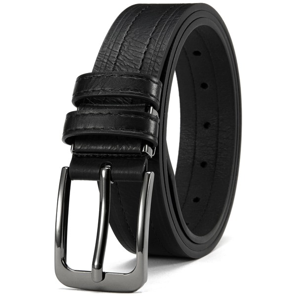 DOOPAI Mens Belt -Leather Dress Belt，Black belt Casual Wear Jeans