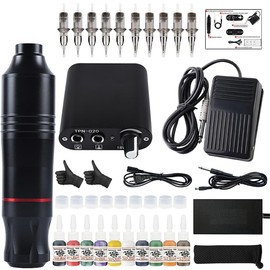 Tattoo Gun Tattoo Gun Kit Tattoo Kit for Beginners Complete Set with Power Supply, Needles, Ink, Gloves, Foot Pedal, and Accessories