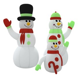TREATLIFE HOME Inflatable Snowman Family with LED Lights, 12 ft Tall, Quick Inflate and Deflate, Weather-Resistant Material, Multicolor