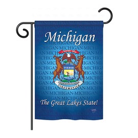 Breeze Decor G158105 Michigan Americana States Impressions Decorative Vertical Garden Flag 13" x 18.5" Printed In USA Multi-Color