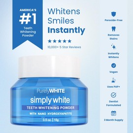 PurelyWHITE DELUXE Polvo Ning - Elimina Manchas Sin Sensibilidad - Pasta De Dientes Segura Para El Esmalte Polvo Ning Para Manchas De Café Té Comida Vino Y Tabaco