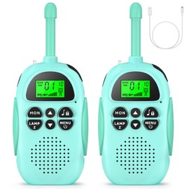 HPROMOT Walkie Talkies recargables para niños: 2 unidades de walkie talkies para niños, de largo alcance, 22 canales, radio de 2 vías, juguete de cumpleaños para niños de 3 a 12 años, aventuras al