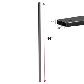 HZIU Deck Balusters 38'' Straight Baluster, Black Metal Deck Spindle and Stairs Railing with Screws,Hollow Rectangle Deck Balusters for Deck Railing Porch (26, 38'')