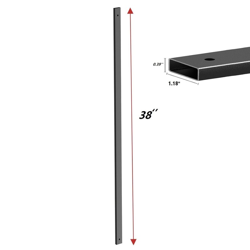 HZIU Deck Balusters 38'' Straight Baluster, Black Metal Deck Spindle