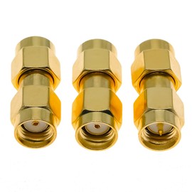 3 pcs SMA Male Converter Connector, RP-SMA/SMA Male to SMA Male Connector, 3 Style SMA/RPSMA Coaxial Connector Converter, Suitable for Amateur Radio, Antenna Radio