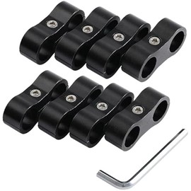 Ucreative 8PCS 6AN CPE Fuel Hose Separator Clamp AN6 CPE Line Mounting Clamp Aluminum Black