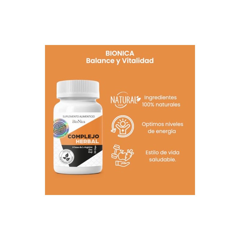 BIONICA | Suplemento Alimenticio | L-Arginina y Zinc | 30