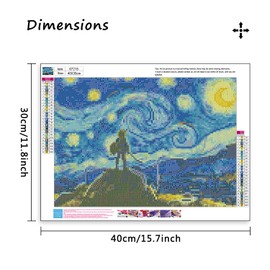 MBNTJHT DIY Anime Diamond Art Kits for Adults Beginners,Easy Starry Night Diamond Painting Kits for Adults,Cartoon Full Drill Gem Art Kits for Home Wall Decor 12X16 Inch.