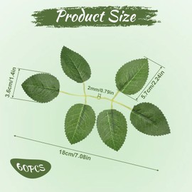 60 Pcs Artificial Rose Leaves Faux Silk Green Leaves Greenery Fake Rose Flower Leave Decorative Greenery Foliage for DIY Wedding Bouquets Birthday Party Bridal Shower Centerpieces Home Decorations