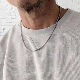 HZMAN 3.0mm Stainless Steel Silver Wheat Chain Necklaces for Men Women Classic Link Chain Necklace Jewelry Gift 16" -30" (Silver,20)