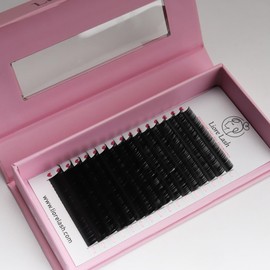 LIORE LASH Cashmere Volume Eyelash Extensions C D L M Curl, 3D Premade, Easy Fan, 0.07-0.10, Matte Black Individual Lashes Extension Mix Tray 7-15mm ((7-15MM) D Curl 0.10)