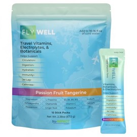 Travel Vitamin Tonic for Flight, Jet Lag, Hydration, Circulation, Digestion & Immune Support, Promotes Calmness, Electrolyte Powder, Travel Essentials