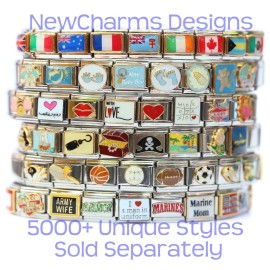 D'linQ Cat Rectangle Italian Charm Watch Bracelet Plus Charm Tool &amp; Enamel Charms