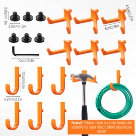 Qiyaz 19 Pcs Shed Storage Hooks Compatible with Suncast/Craftsman, J/V Shaped Tool Hanger Storage Shed Accessories Shelves Brackets and Replacement Screws for Hanging