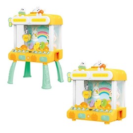 Pink Claw Machine Arcade Toy with LED Light & Adjustable Sound, Battle Model,Rechargable Dispenser Toys Mini Vending Machine for Kids - Perfect Christmas & Birthday Big Gifts for Kids, Ages 3+ - Color: Yellow（with battle mode）