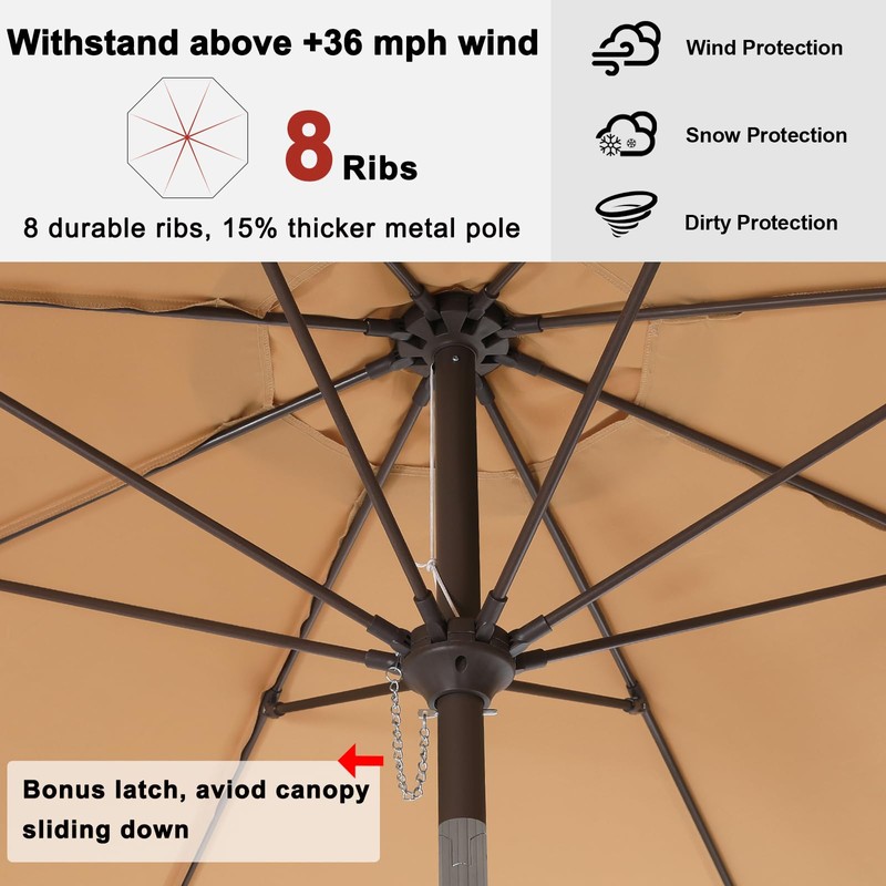 ABCCANOPY Patio Umbrella 9ft, Outdoor Table Umbrella with Push Button