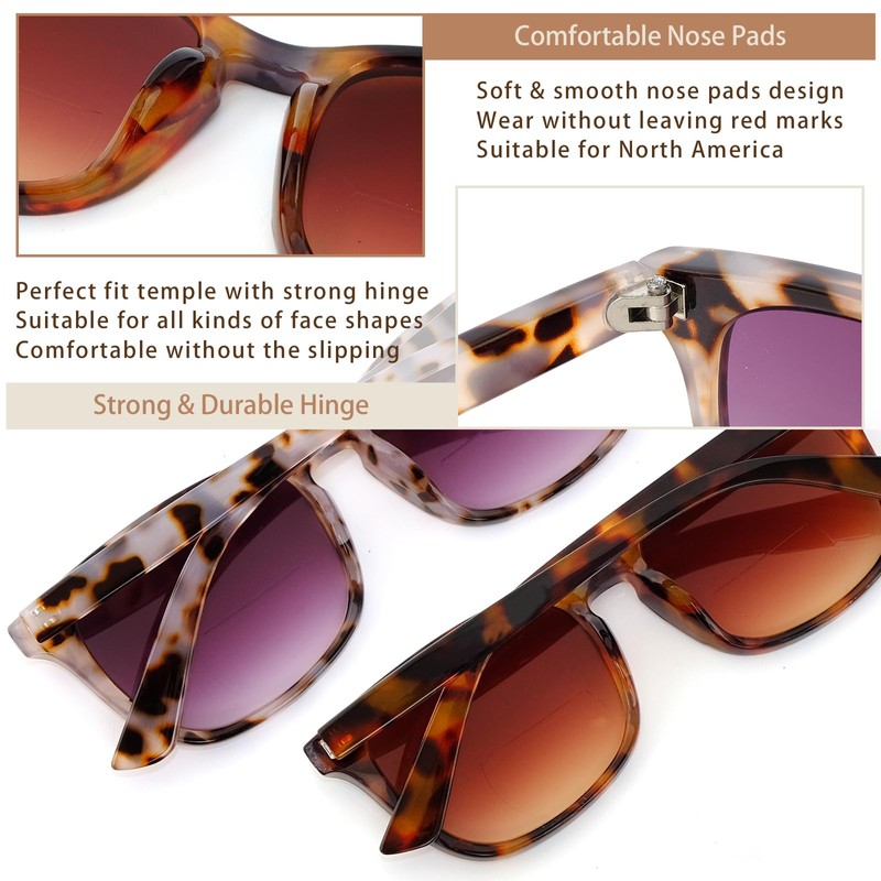 Sehnsucht Bifocal Reading Sunglasses for Men and Women,Retro Reading Glasses