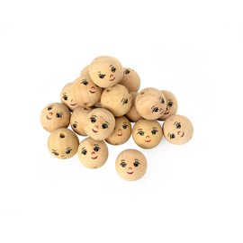 25 Wooden Head with Face Gnome Ø 22 mm Female Dolls VBS Wholesale Pack