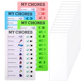 Pack of 4 Children's To-Do List Checklist, Daily Planner for To-Do Lists, Task Planning Board with 12 Replacement Cards for Children, Home, Routine Planning