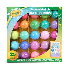 Crayola Color-Twist Bath Bombs Deluxe 25 Pack, Individually Wrapped Color Changing Bath Bombs with Surprise Inside Color, Non-Toxic, Safe for Sensitive Skin