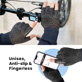 Axon Rides Cycling Fingerless Gloves For Men Women |Comfy Cycling Half-Finger Glove, Bike Glove, Sports Gloves For Men Women | Unisex Racing, Riding, Running, Hiking Gloves (Medium/Large-Gray)