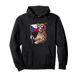 Czech Republic Flag Leopard Artwork Czech Pride Czech Roots Pullover Hoodie