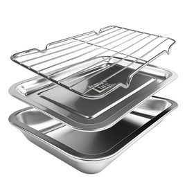 Hobsir hob Stainless Steel Baking Pan Cookie Sheet with Cooling Rack Single Wall Oven