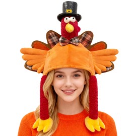 Dnicukii Funny Thanksgiving Hats for Adults, Plush Turkey Hat for Thanksgiving Night Event Dress-up Party Thanksgiving Party Favor Supplies
