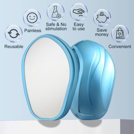 Crystal Hair Eraser Nano, Painless Hair Removal Tool for Men and Women Reusable Magic Crystal Hair Remover Stone for Body Legs Arms Back Exfoliate(Blue)