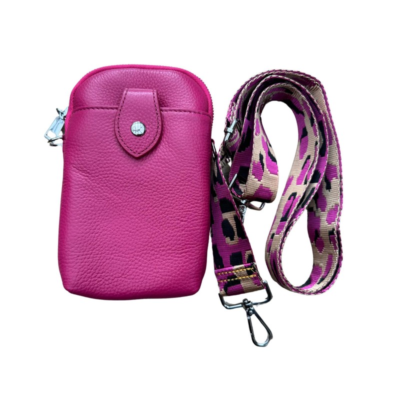 Italian Genuine Leather Mini Phone Pouch Bag with detachable &