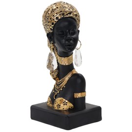 African Statues for Home Decor, Sculptures Decorations for Living Room, 8.7'' African Lady Art Bust Figurines, Black Vintage Aesthetic Ornament for Shelf and Tables, Décor Accents Gifts for Women