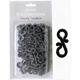 Christmas S Mini Gutter Hooks Weatherproof Plastic for Hanging String Lights/Rope Lights Gutter Clips (Black Pack of 50)