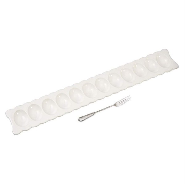 Mud Pie Deviled Egg Tray Set with Fork Serving Dish,