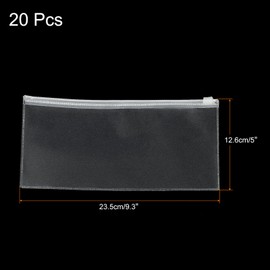 MECCANIXITY Zipper File Bags, Clear Fog A6 Size Paper Document Bill Pencil Pouch Holder for Office Supply Home Accessory, White Pack of 20