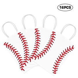 16 PCS Baseball Party Decorations with Handle Baseball Paper Bags Baseball Treat Snacks Bags Baseball Gift Bags Baseball Theme Party Decorations Baseball Party Bags for Kids Birthday Party Supplies