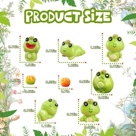 zmoso 8 PCS Cute Frog Car Rearview Mirror Ornaments, Fun Mini Frogs Tangerine Cars Dashboard Decorations, Automotive Interior Accessories for Women Men