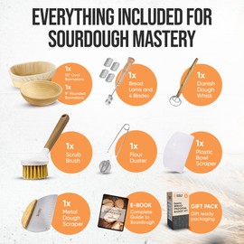 Trailblaze Banneton Bread Proofing Basket Set – Complete Sourdough Bread Baking Supplies – Sourdough Starter Kit – Sourdough Proofing Basket Gift for Bakers - Bread Baskets (9" Round & 10" Oval)