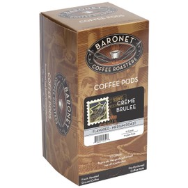 Baronet Coffee Pods [Crème Brulee-54 Pods] Flavored Single Cup Use, Like Senseo [3 Boxes of 18 Single Serve 10 Gram] Regular Strength, Medium Roast [Creme Brulee]