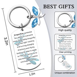MOEXUKO Dragonfly Keychain Dragonfly Gifts for Women Inspirational Gifts for Women Motivational Gift for Friends Sister Daughter Birthday Thanksgiving Christmas Gift Dragonflies Keyring