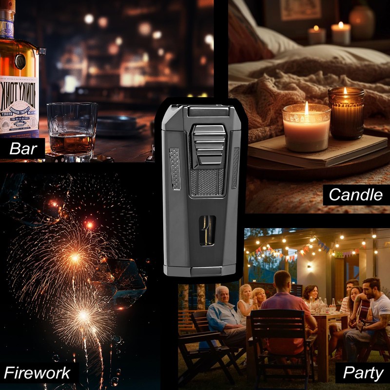 All-in-One Torch Lighter Adjustable Windproof 2 Jet Flame Lighters for