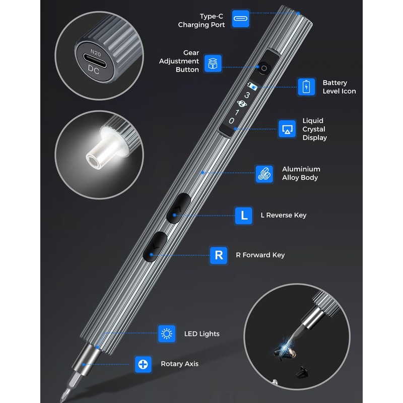 Mini Electric Screwdriver, LIFEGOO 58 in 1 Precision Screwdriver Set