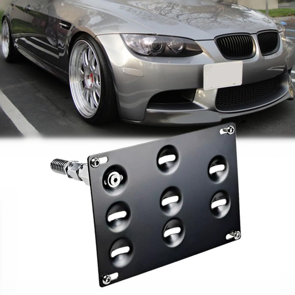 Front Bumper Tow Hook License Plate Bracket Mount Holder Relocator