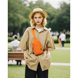 HAUMAUH Anti Theft Bag Small Phone Running-Women Man Men Sports Travel Gym Mini Daily Commute Festival Dog Walks Workout - Sling Crossbody Pouch (Orange)