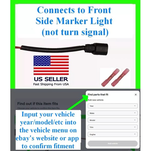 Custom Kit fits Ford Amber Front Side Marker Light Connector