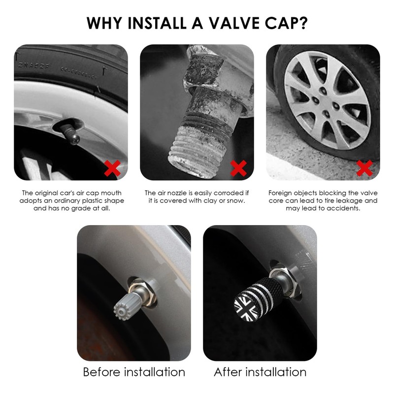 8 Pieces Tyre Valve Caps, Anti-Leak Valve Caps, Car Tyre