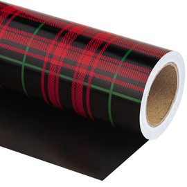 WRAPAHOLIC 30 Inch Jumbo Reversible Plaid Wrapping Paper - 30 Inch x 33 Feet - Red and Black Plaid Christmas Wrapping Paper for Christmas, Birthday, Baby Shower, Holiday