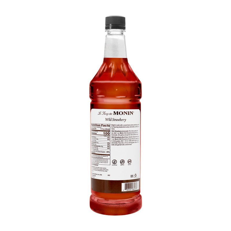 Monin Syrups Wild Strawberry Syrup, 1 liter